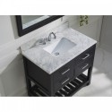 Caroline Estate 36" Single Bathroom Vanity in Espresso with Marble Top and Square Sink with Polished Chrome Faucet and Mirror