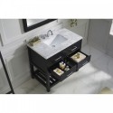 Caroline Estate 36" Single Bathroom Vanity in Espresso with Marble Top and Square Sink with Polished Chrome Faucet and Mirror