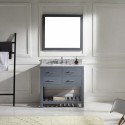 Caroline Estate 36" Single Bathroom Vanity in Grey with Marble Top and Square Sink with Mirror
