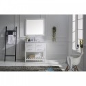 Caroline Estate 36" Single Bathroom Vanity in White with Marble Top and Square Sink with Mirror