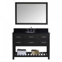 Caroline Estate 48" Single Bathroom Vanity in Espresso with Black Galaxy Granite Top and Round Sink with Mirror