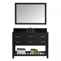Caroline Estate 48" Single Bathroom Vanity in Espresso with Black Galaxy Granite Top and Square Sink with Polished Chrome Faucet and Mirror