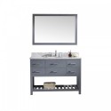 Caroline Estate 48" Single Bathroom Vanity in Grey with Marble Top and Round Sink with Mirror