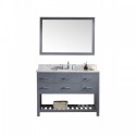 Caroline Estate 48" Single Bathroom Vanity in Grey with Marble Top and Square Sink with Mirror