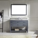 Caroline Estate 48" Single Bathroom Vanity in Grey with Marble Top and Square Sink with Brushed Nickel Faucet and Mirror