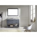 Caroline Estate 48" Single Bathroom Vanity in Grey with Marble Top and Square Sink with Brushed Nickel Faucet and Mirror