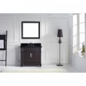 Victoria 36" Single Bathroom Vanity in Espresso with Black Galaxy Granite Top and Square Sink with Brushed Nickel Faucet and Mirror