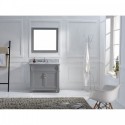 Victoria 36" Single Bathroom Vanity in Grey with Marble Top and Round Sink with Mirror