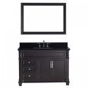 Victoria 48" Single Bathroom Vanity in Espresso with Black Galaxy Granite Top and Square Sink with Mirror