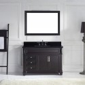 Victoria 48" Single Bathroom Vanity in Espresso with Black Galaxy Granite Top and Square Sink with Mirror