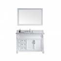 Victoria 48" Single Bathroom Vanity in White with Marble Top and Round Sink with Mirror