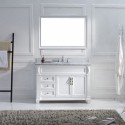 Victoria 48" Single Bathroom Vanity in White with Marble Top and Round Sink with Mirror