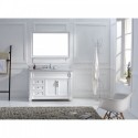 Victoria 48" Single Bathroom Vanity in White with Marble Top and Round Sink with Mirror