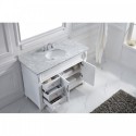 Victoria 48" Single Bathroom Vanity in White with Marble Top and Round Sink with Mirror