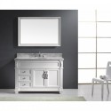 Victoria 48" Single Bathroom Vanity in White with Marble Top and Round Sink with Brushed Nickel Faucet and Mirror