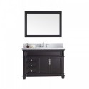 Victoria 48" Single Bathroom Vanity in Espresso with Marble Top and Square Sink with Polished Chrome Faucet and Mirror