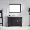Victoria 48" Single Bathroom Vanity in Espresso with Marble Top and Square Sink with Polished Chrome Faucet and Mirror