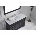 Victoria 48" Single Bathroom Vanity in Espresso with Marble Top and Square Sink with Polished Chrome Faucet and Mirror
