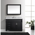 Victoria 48" Single Bathroom Vanity in Espresso with Marble Top and Square Sink with Polished Chrome Faucet and Mirror