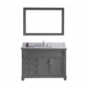 Victoria 48" Single Bathroom Vanity in Grey with Marble Top and Square Sink with Brushed Nickel Faucet and Mirror