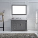 Victoria 48" Single Bathroom Vanity in Grey with Marble Top and Square Sink with Brushed Nickel Faucet and Mirror