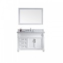 Victoria 48" Single Bathroom Vanity in White with Marble Top and Square Sink with Mirror