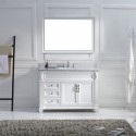 Victoria 48" Single Bathroom Vanity in White with Marble Top and Square Sink with Brushed Nickel Faucet and Mirror