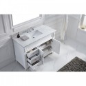 Victoria 48" Single Bathroom Vanity in White with Marble Top and Square Sink with Brushed Nickel Faucet and Mirror