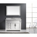 Victoria 48" Single Bathroom Vanity in White with Marble Top and Square Sink with Brushed Nickel Faucet and Mirror