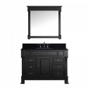 Huntshire Manor 48" Single Bathroom Vanity in Dark Walnut with Black Galaxy Granite Top and Square Sink with Mirror