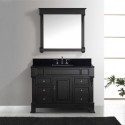 Huntshire Manor 48" Single Bathroom Vanity in Dark Walnut with Black Galaxy Granite Top and Square Sink with Mirror