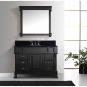Huntshire Manor 48" Single Bathroom Vanity in Dark Walnut with Black Galaxy Granite Top and Square Sink with Mirror