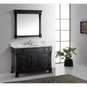 Huntshire Manor 48" Single Bathroom Vanity in Dark Walnut with Marble Top and Round Sink with Brushed Nickel Faucet and Mirror