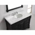 Huntshire Manor 48" Single Bathroom Vanity in Dark Walnut with Marble Top and Round Sink with Brushed Nickel Faucet and Mirror