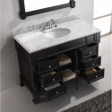 Huntshire Manor 48" Single Bathroom Vanity in Dark Walnut with Marble Top and Round Sink with Brushed Nickel Faucet and Mirror