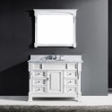 Huntshire Manor 48" Single Bathroom Vanity in White with Marble Top and Round Sink with Polished Chrome Faucet and Mirror