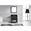 Julianna 32" Single Bathroom Vanity in Espresso with Black Galaxy Granite Top and Round Sink with Mirror