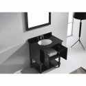Julianna 32" Single Bathroom Vanity in Espresso with Black Galaxy Granite Top and Round Sink with Mirror
