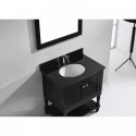 Julianna 32" Single Bathroom Vanity in Espresso with Black Galaxy Granite Top and Round Sink with Mirror
