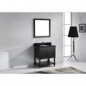 Julianna 32" Single Bathroom Vanity in Espresso with Black Galaxy Granite Top and Round Sink with Brushed Nickel Faucet and Mirror