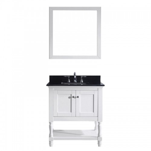 Julianna 32" Single Bathroom Vanity in White with Top and Square Sink with Mirror