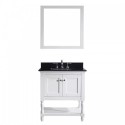 Julianna 32" Single Bathroom Vanity in White with Top and Square Sink with Brushed Nickel Faucet and Mirror