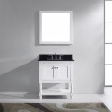 Julianna 32" Single Bathroom Vanity in White with Top and Square Sink with Brushed Nickel Faucet and Mirror
