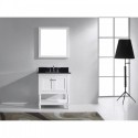 Julianna 32" Single Bathroom Vanity in White with Top and Square Sink with Brushed Nickel Faucet and Mirror