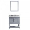 Julianna 32" Single Bathroom Vanity in Grey with Marble Top and Round Sink with Brushed Nickel Faucet and Mirror