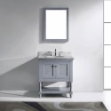 Julianna 32" Single Bathroom Vanity in Grey with Marble Top and Round Sink with Brushed Nickel Faucet and Mirror