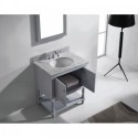 Julianna 32" Single Bathroom Vanity in Grey with Marble Top and Round Sink with Brushed Nickel Faucet and Mirror