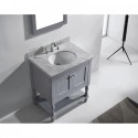 Julianna 32" Single Bathroom Vanity in Grey with Marble Top and Round Sink with Brushed Nickel Faucet and Mirror