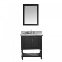 Julianna 32" Single Bathroom Vanity in Espresso with Marble Top and Square Sink with Brushed Nickel Faucet and Mirror