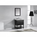 Julianna 32" Single Bathroom Vanity in Espresso with Marble Top and Square Sink with Brushed Nickel Faucet and Mirror